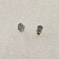 Sterling Silver Oval Labradorite Post Earrings Size 2