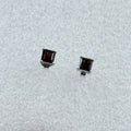 Sterling Silver Square Garnet Post Earrings Size 2