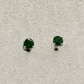 Sterling Silver Round Emerald Post Earrings Size 2