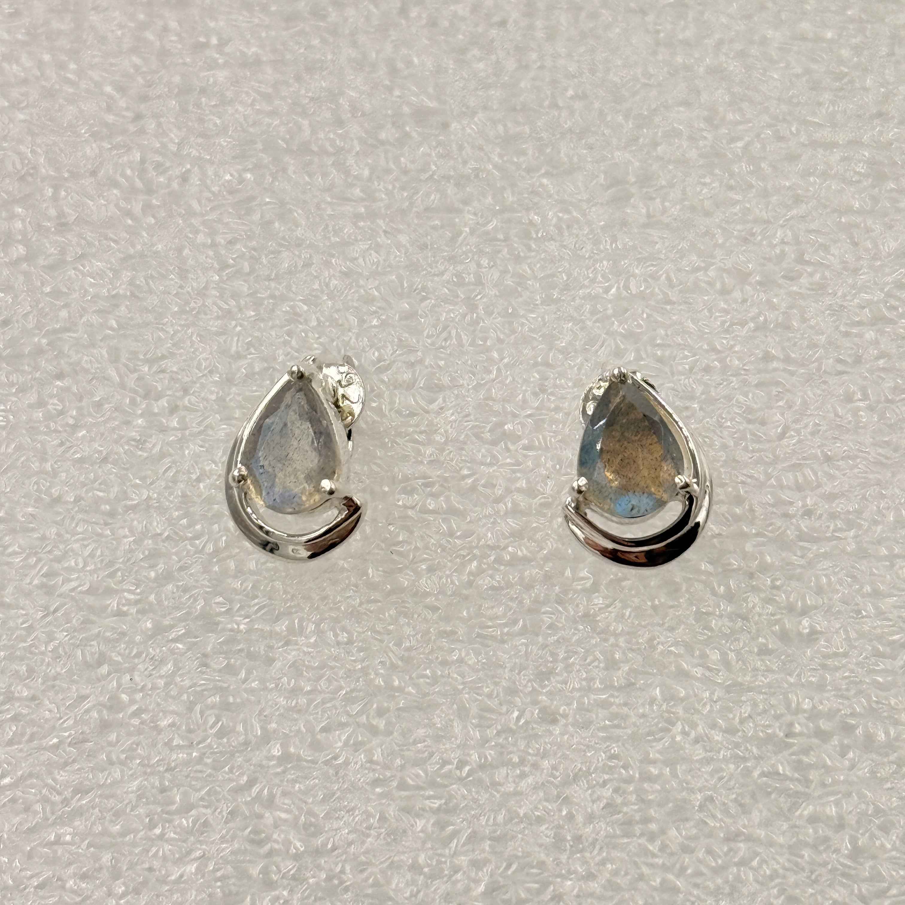 Sterling Silver Teardrop Labradorite Post Earrings