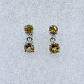 Sterling Silver Dangled Round Citrine Post Earrings
