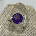 Sterling Silver Asymmetrical Banded Amethyst Ring – Size 5 – Calm, Intuition & Spiritual Protection