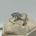 Sterling Silver Double Triangle Flow Aquamarine Ring- Size 7 - Peace, Courage & Clear Communication