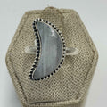 Sterling Silver Rainbow Moonstone Crescent Moon Ring – Size 9 – Intuition, Inner Wisdom & New Beginnings