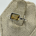 Sterling Silver Emerald Cut Citrine Dotted Band Ring – Size 6 – Abundance, Focus & Confidence