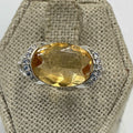 Sterling Silver Oval Citrine Double Band Halo Ring – Size 8 – Abundance, Confidence & Radiance