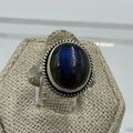 Sterling Silver Deep Blue Labradorite Oval Ring - Size 6 - Magic and Protection