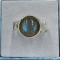 Sterling Silver Labradorite Full Moon Round Ring - Size 8 - Magic and Protection