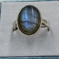Sterling Silver Twilight Blue Labradorite Oval Ring - Size 9 - Magic and Protection