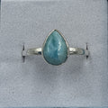 Sterling Silver Larimar Dainty Tear Ring - Size 10 - Calm & Communication