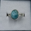 Sterling Silver Larimar Dainty Oval Ring - Size 6 - Calm & Communication