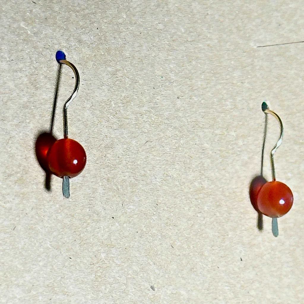 Carnelian Bead Bertoni Earrings - Gold Filled Sterling Silver