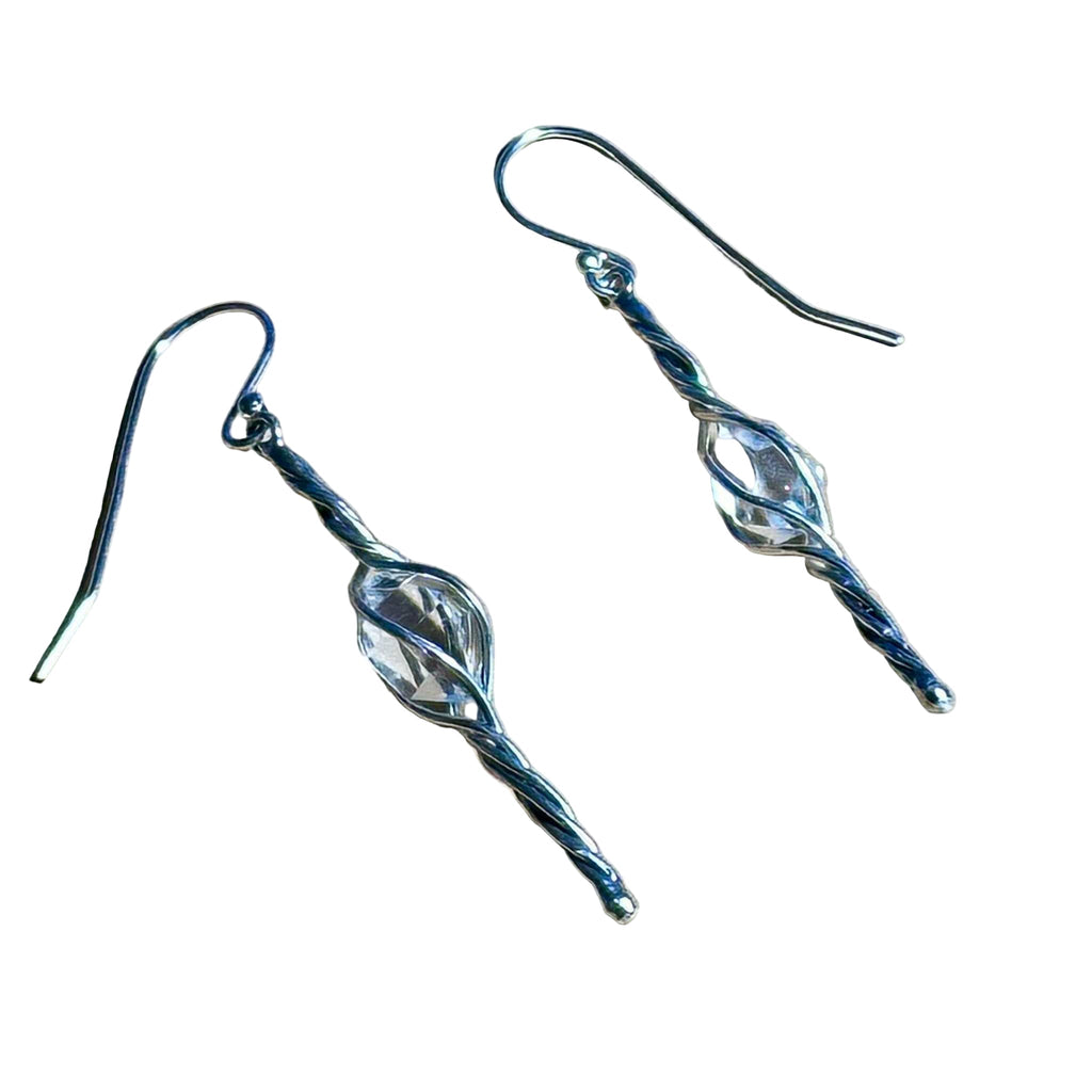 Limited Edition Herkimer Swirl Dangle Bertoni Earrings - Sterling Silver