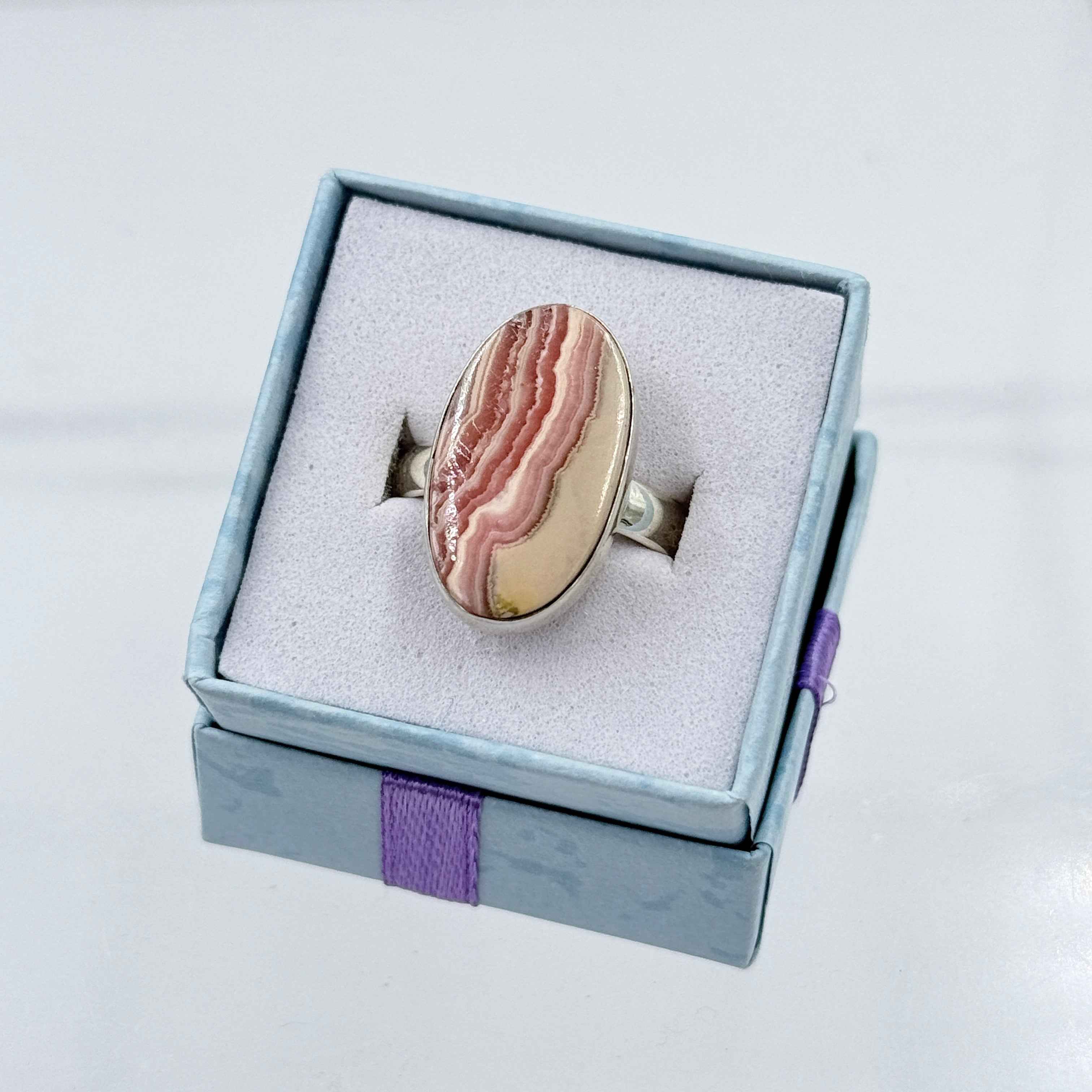 Sterling Silver Oval Rhodochrosite Ring - Size 9 - Loving, Compassionate & Healing