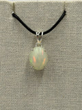 Sterling Silver Oval Ethiopian Opal Pendant Size 2