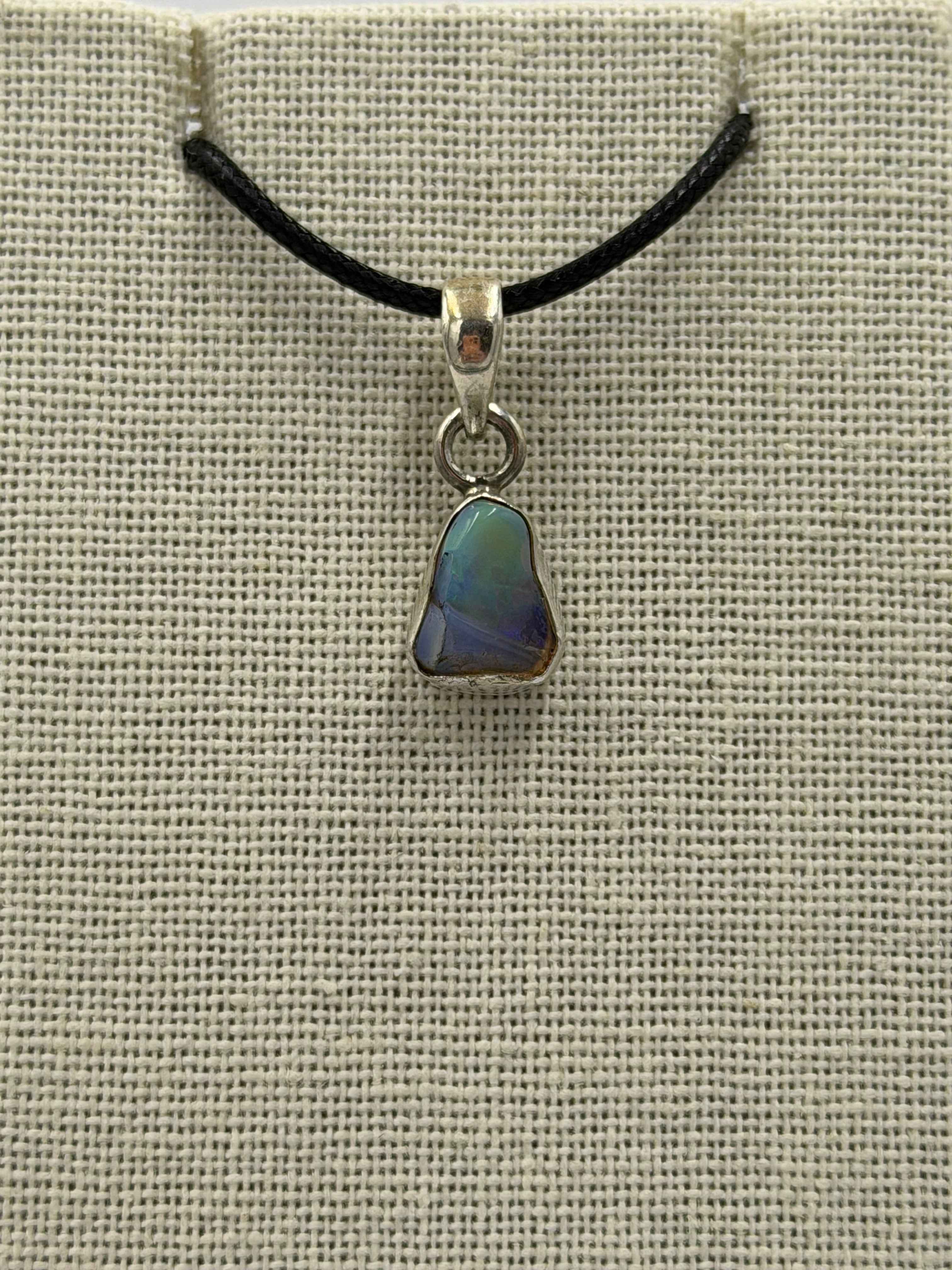 Sterling Silver Raw Ethiopian Opal Pendant Size 1