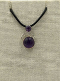 Sterling Silver Blinged Round Amethyst Pendant