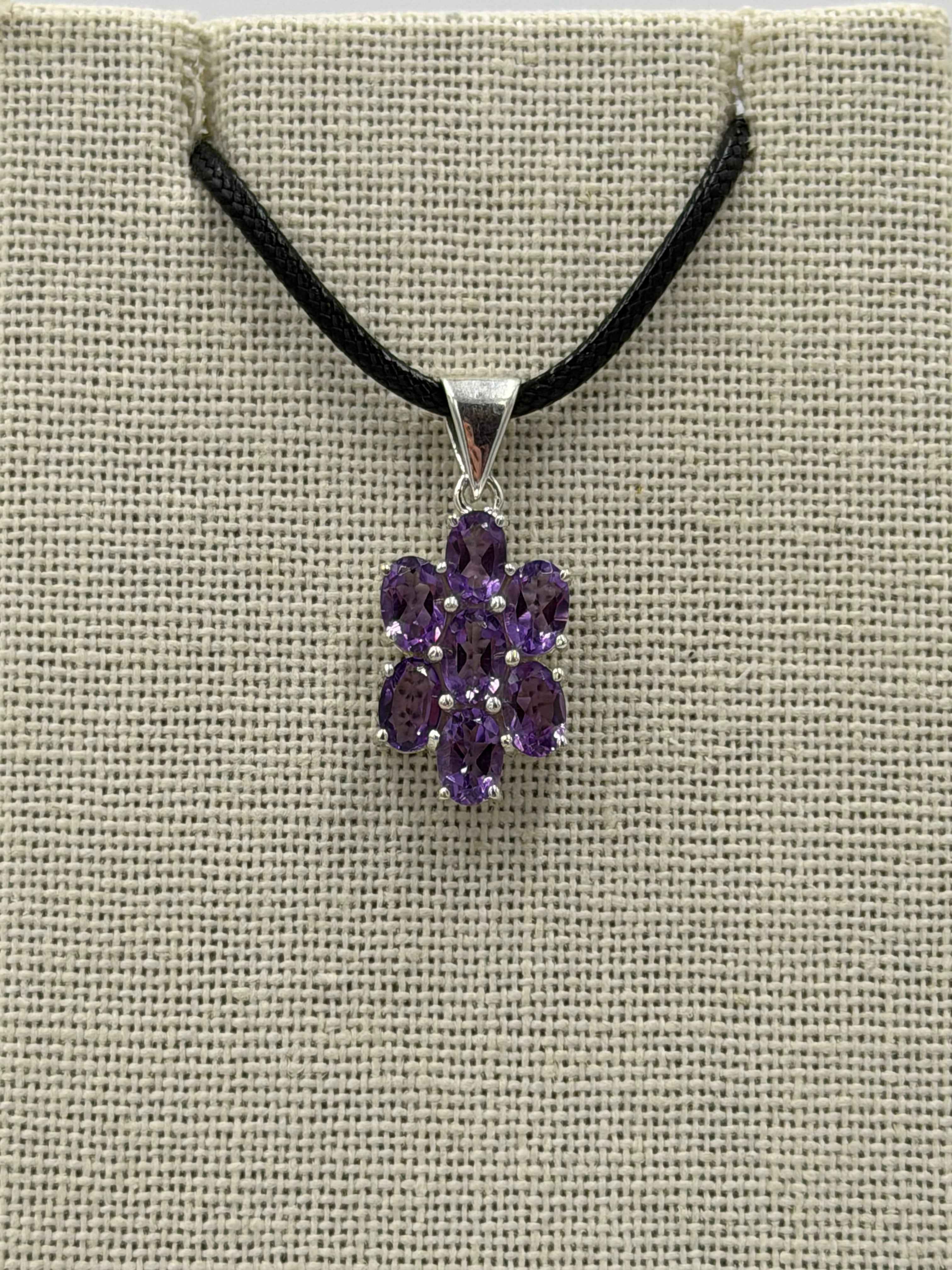 Sterling Silver Amethyst Flower Pendant