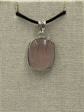 Sterling Silver Bezeled Square Rose Quartz Pendant