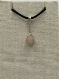 Sterling Silver Dropped Teardrop Rose Quartz Pendant