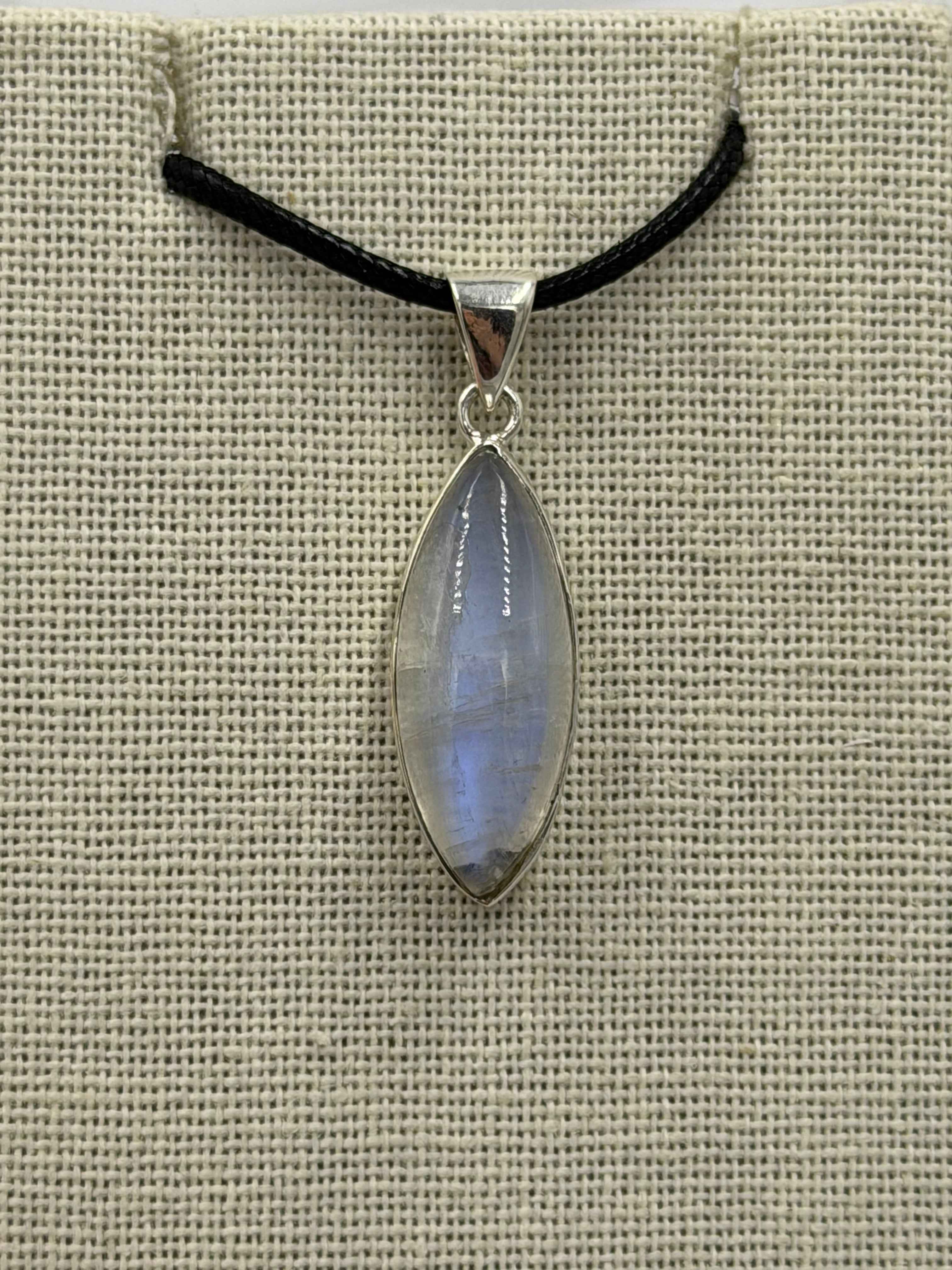 Sterling Silver Marquise Rainbow Moonstone Pendant