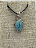 Sterling Silver Bezeled Oval Larimar Pendant