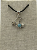 Sterling Silver Crescent Moon & Star Larimar Pendant