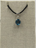 Sterling Silver Oval London Blue Topaz Pendant Size 1