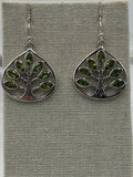 Sterling Silver Tree of Life Peridot Dangle Earrings