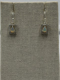 Sterling Silver Sparkled Square with Teardrop Ethiopian Opal Dangle Earrings