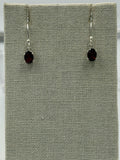 Sterling Silver Oval Garnet Dangle Earrings Size 1
