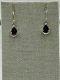 Sterling Silver Teardrop Garnet Dangle Earrings