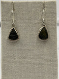 Sterling Silver Bezeled Moldavite Dangle Earrings