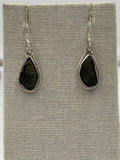Sterling Silver Bezeled Moldavite Dangle Earrings Size 2