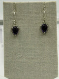 Sterling Silver Sparkled Inverted Teardrop Amethyst Dangle Earrings