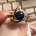 Gold Plated Sterling Silver Sapphire Wave Ring – Sizes 8 & 9