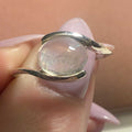 Oval Rainbow Moonstone Ring – Sterling Silver Swirl Setting – Size 9