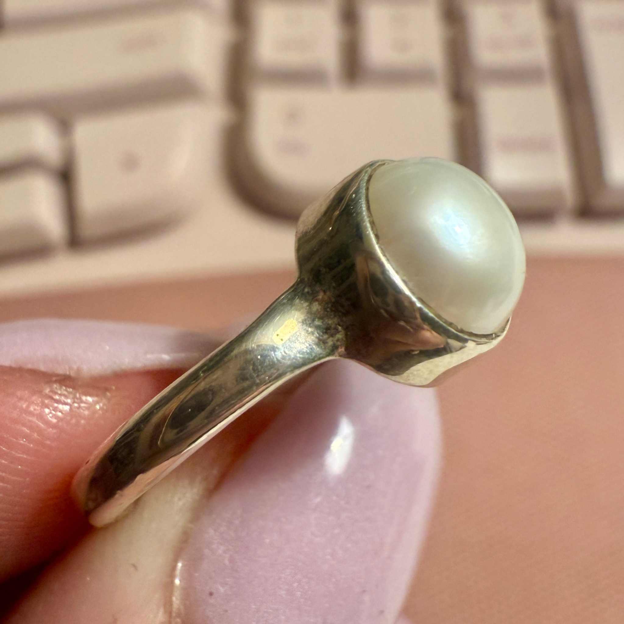 Pearl Classic Dome Ring – Sterling Silver – Size 6 & 9