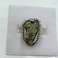 Sterling Silver Bezeled Rough Pyrite Ring - Size 7 - Protective, Abundant & Grounding