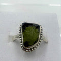Sterling Silver Bezeled Moldavite Ring - Size 6 - Transformation, Growth & Awakening