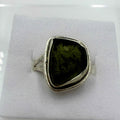 Sterling Silver Split Banded Moldavite Ring - Size 7 - Transformation, Growth & Awakening