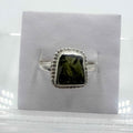Sterling Silver Bezeled Moldavite Ring - Size 8 - Transformation, Growth & Awakening