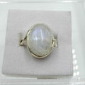 Sterling Silver Rainbow Moonstone Oval Statement Ring – Size 7 – Intuition, Feminine Energy & New Beginnings