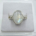 Sterling Silver Rainbow Moonstone Oval Ring – Size 9 – Intuition, Emotional Balance & New Beginnings