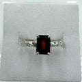 Sterling Silver Emerald-Cut Garnet Scroll Band Ring – Size 6 – Passion, Strength & Grounding