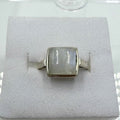 Sterling Silver Rainbow Moonstone Square Ring – Size 6 – Intuition, Balance & New Beginnings