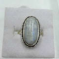 Sterling Silver Rainbow Moonstone Marquise Beaded Ring – Size 6 – Intuition, Divine Feminine & New Beginnings