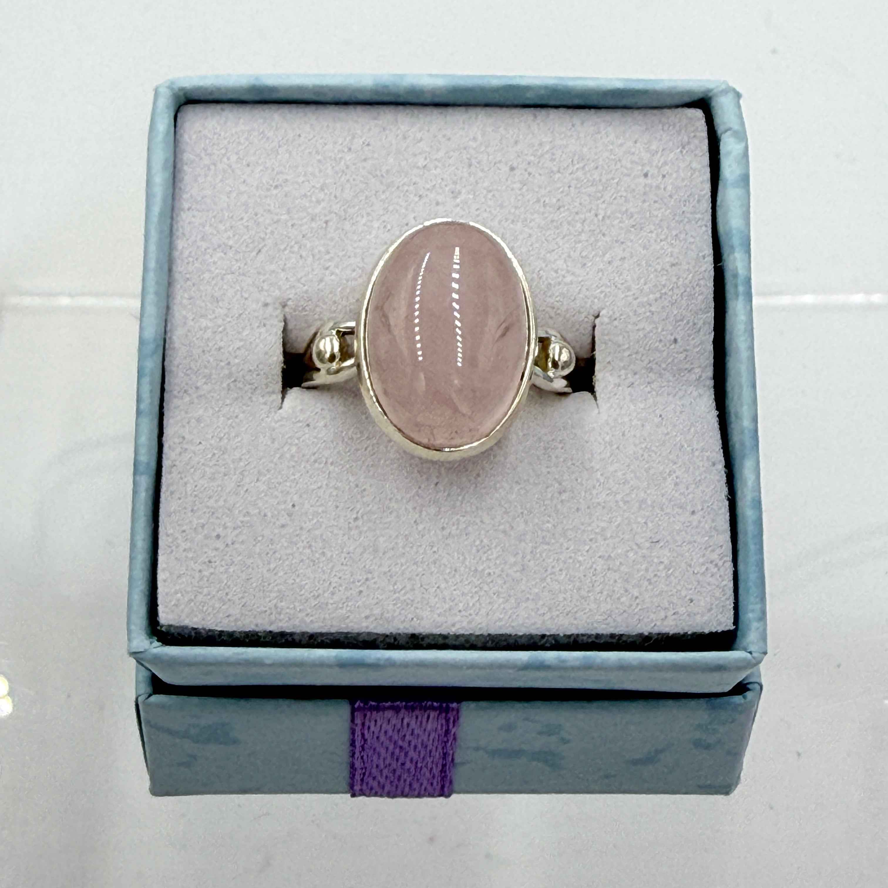 Sterling Silver Oval Rose Quartz - Size 5 - Loving, Soothing & Heart Opening