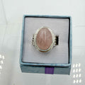 Sterling Silver Pave Banded Oval Rose Quartz - Size 7 - Loving, Soothing & Heart Opening