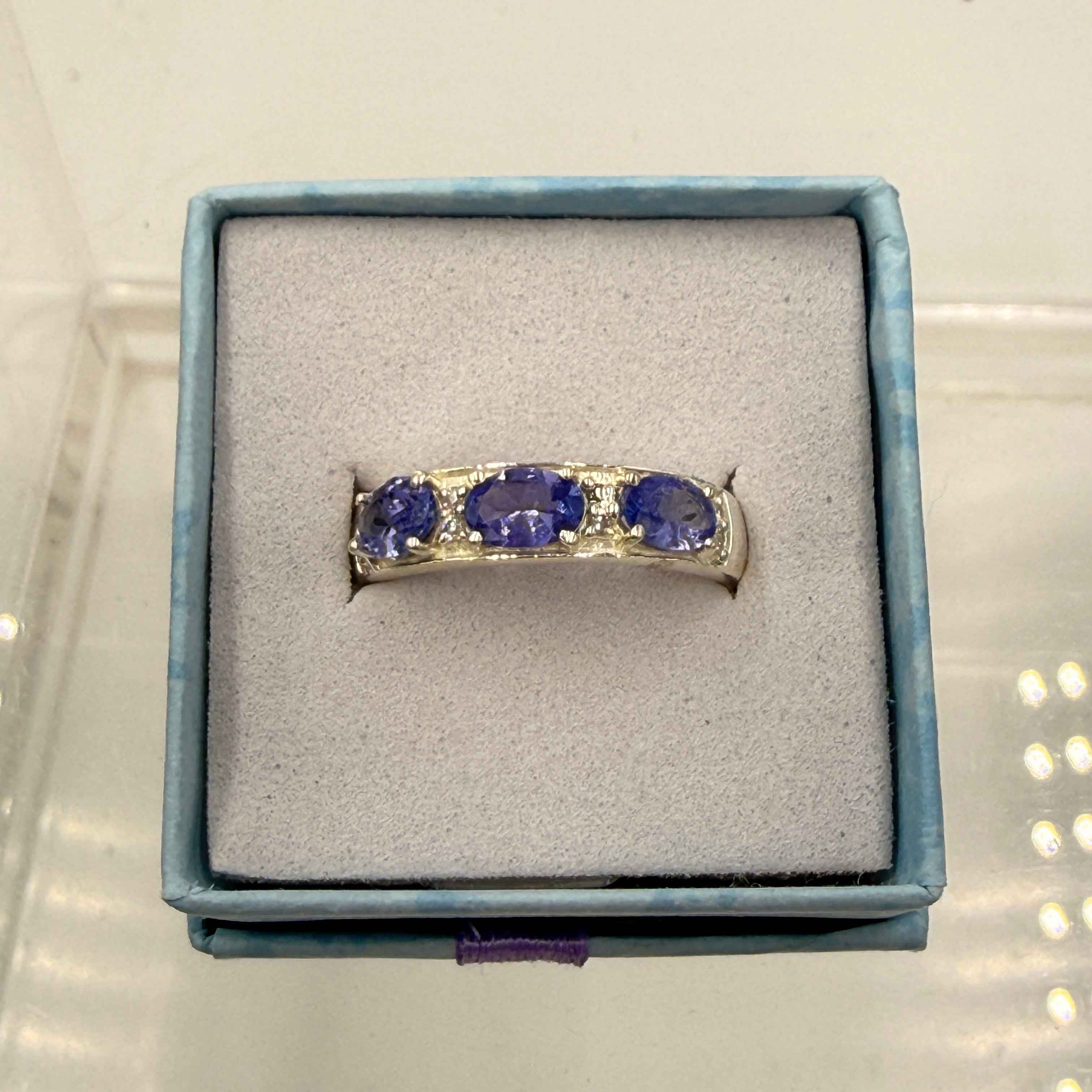 Sterling Silver Triple Oval Tanzanite Ring - Size 8 - Spiritual, Intuitive & Elevated